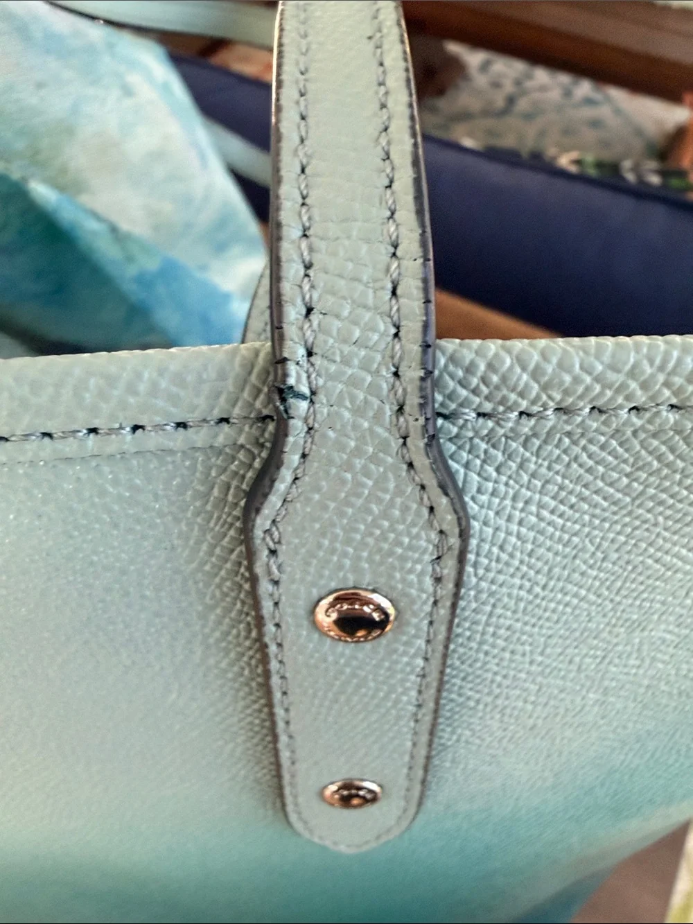 Coach Ombre Teal Tote with Floral Scarf